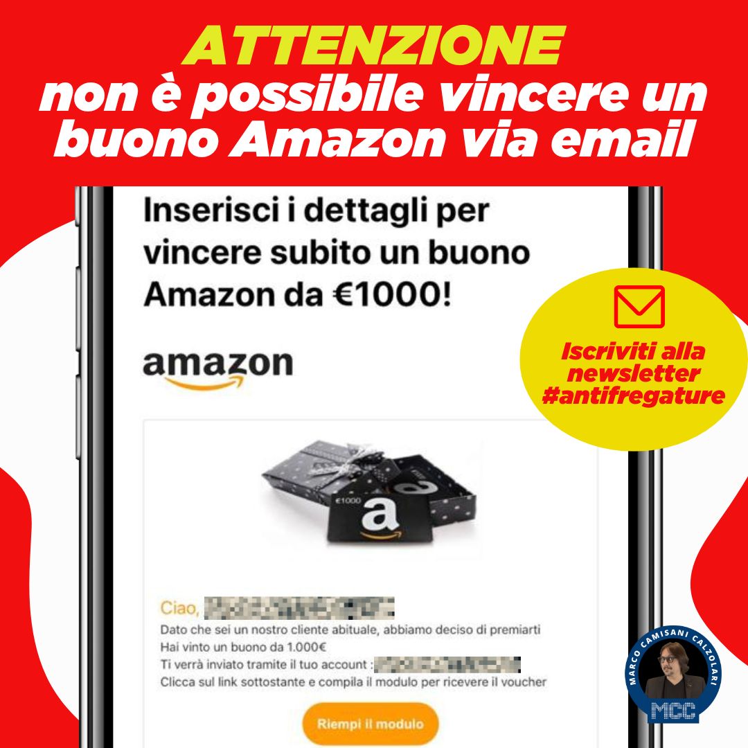 Attenzione non e possibile vincere un buono Amazon di 1000 Euro via email 1