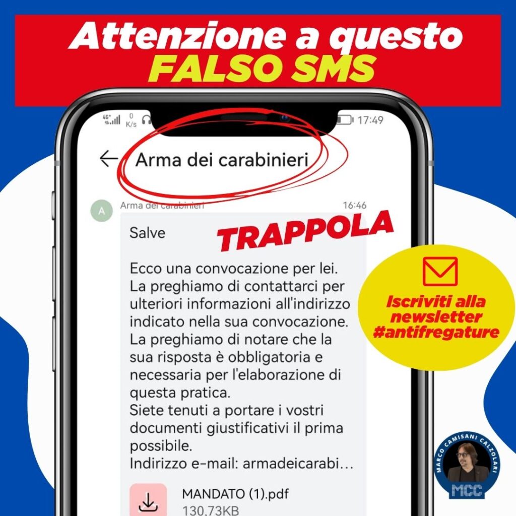 Attenzione a questo falso sms dellArma dei Carabinieri 9
