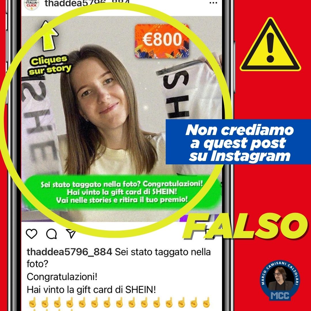 La truffa della falsa carta regalo Shein via tag su Instagram 1