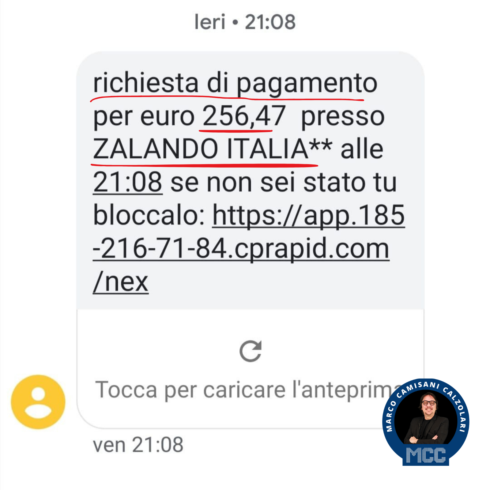 FALSO PAGAMENTO PER ZALANDO ITALIA 1