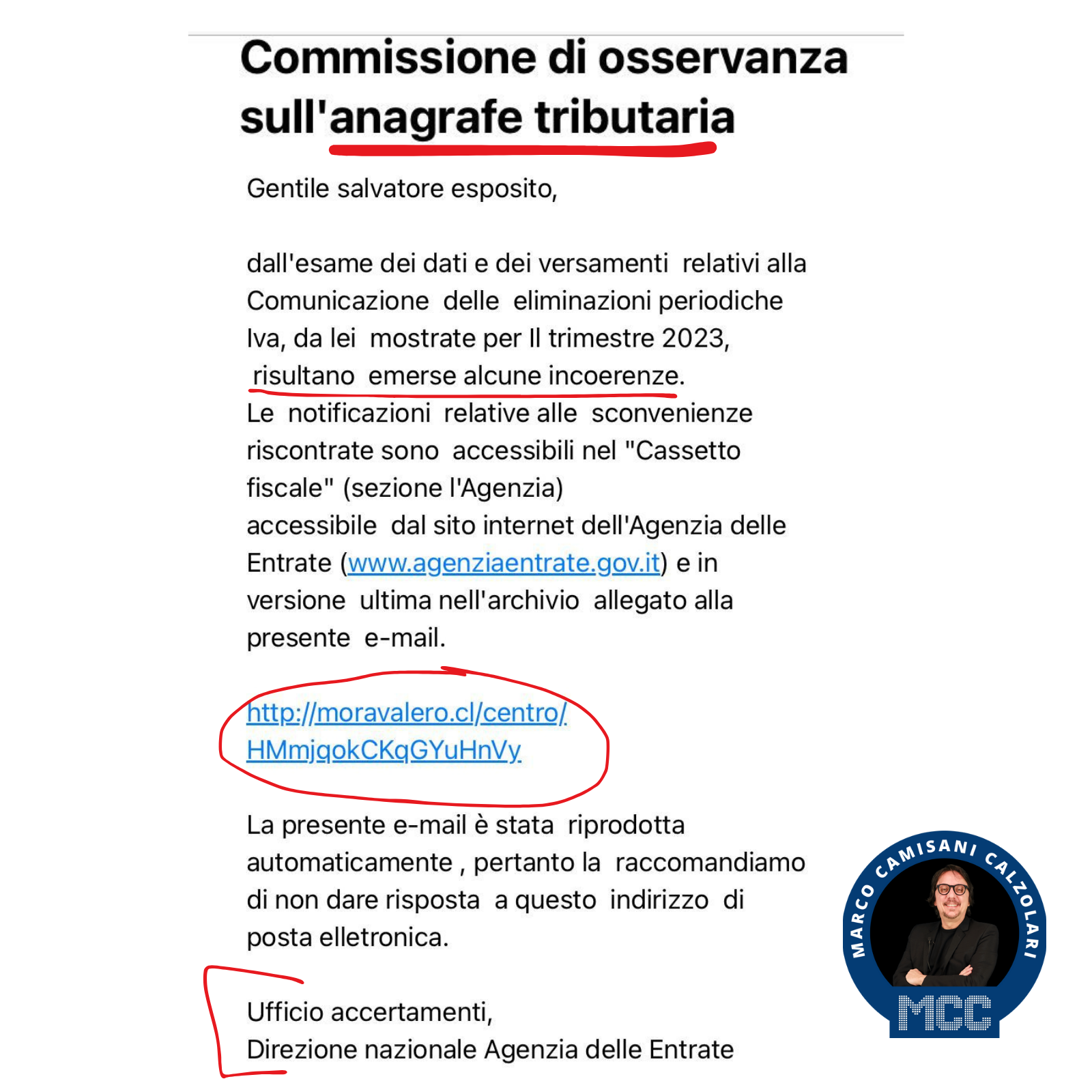 Attenzione alla falsa email dell'Agenzia delle Entrate 1 ATTENZIONE ALLA FALSA EMAIL DELLAGENZIA DELLE ENTRATE 1