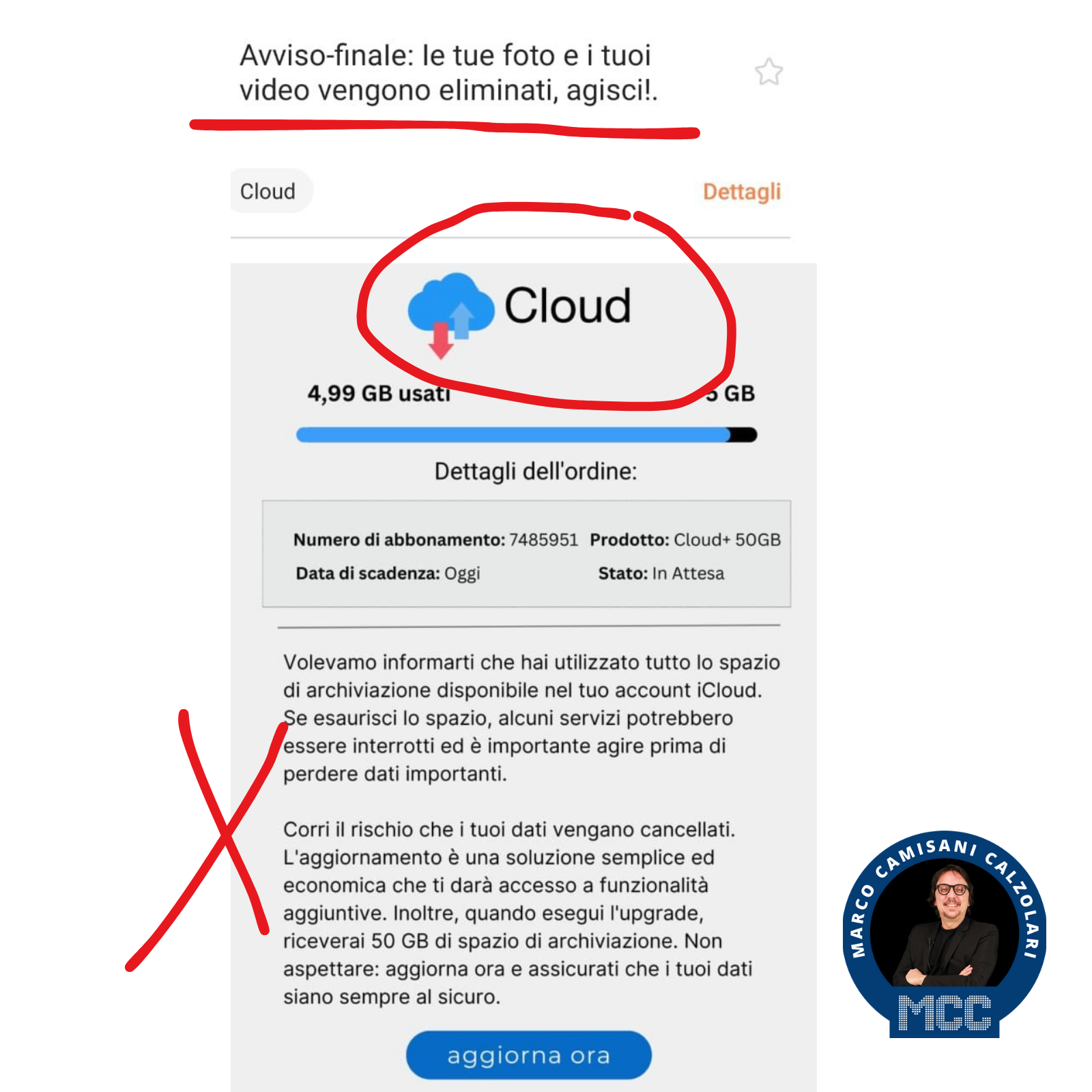 Attenzione alla falsa email iCloud 1 Attenzione alla falsa email iCloud 2 1