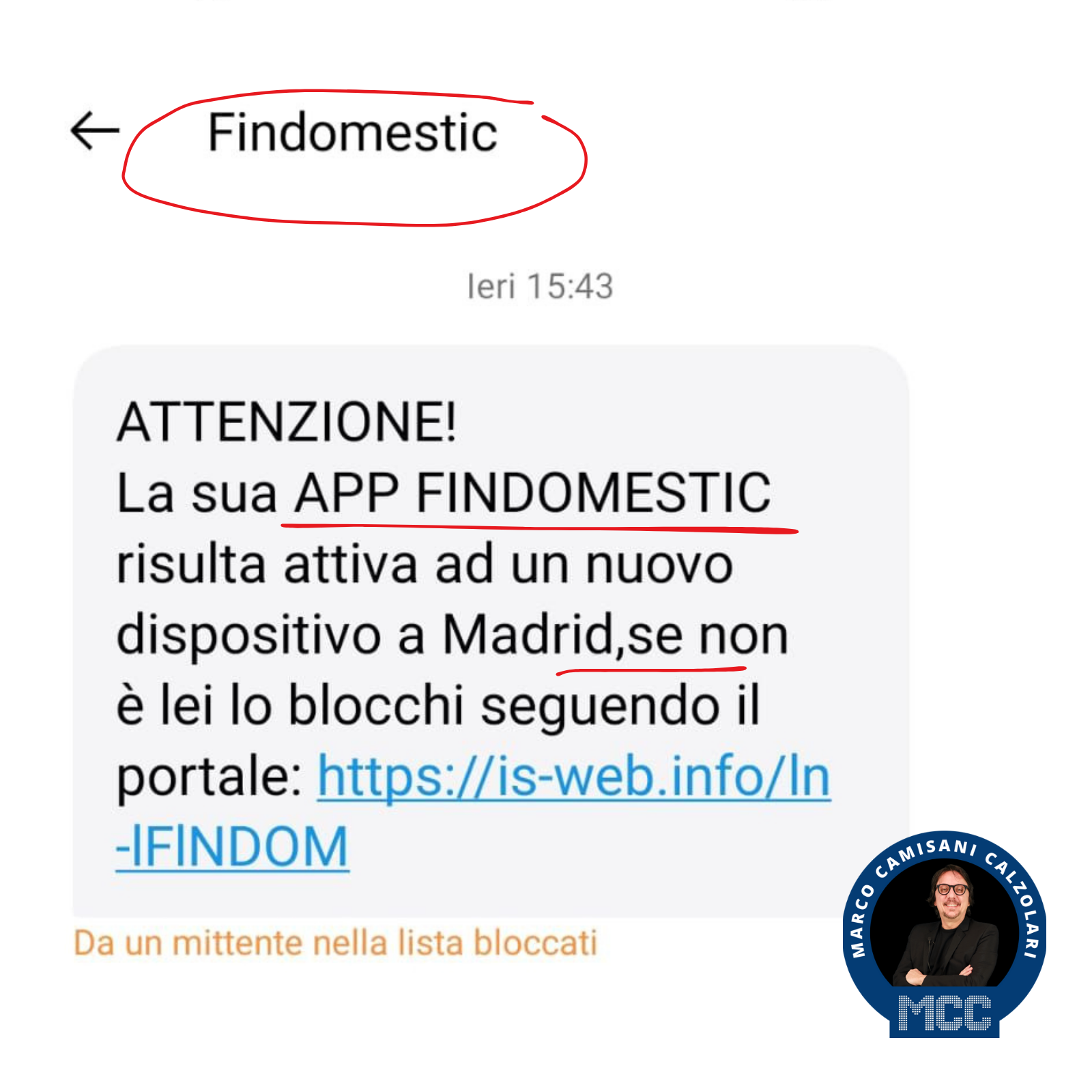 Falso sms Findomestic 1 Falso sms Findomestic 1