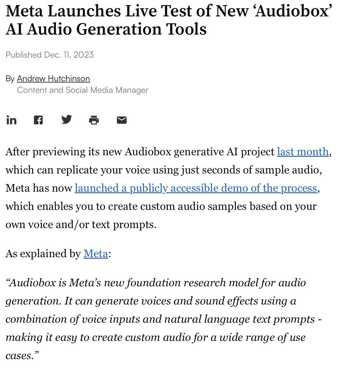 Anche Meta sta intensificando i suoi sforzi nell'intelligenza artificiale per la generazione audio 1 Anche Meta sta intensificando i suoi sforzi nellintelligenza artificiale per la generazione audio 1